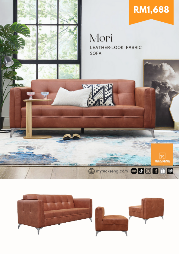 Mori Leather-Look Fabric Sofa